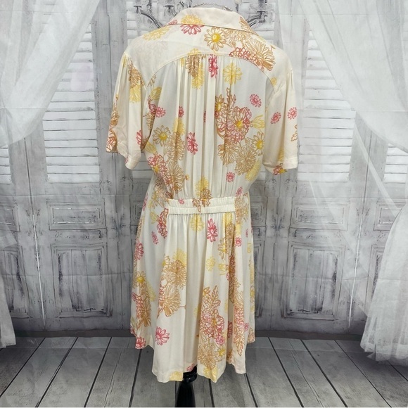 Free People Size Small Hawaii Mini Dress Swing Skirt V Neck Short Sleeve Pockets - Picture 11 of 14